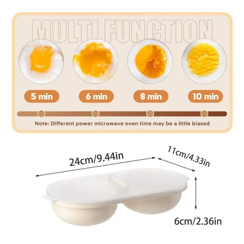 ALT Text: "Microwave Egg Poacher and Boiler, Double-Cup Egg Maker, Clear Water Lotus Egg Mold, Kitchen Gadget for Perfectly Cooked Eggs, Hot Spring Egg Maker, Convenient Cooking Tool"