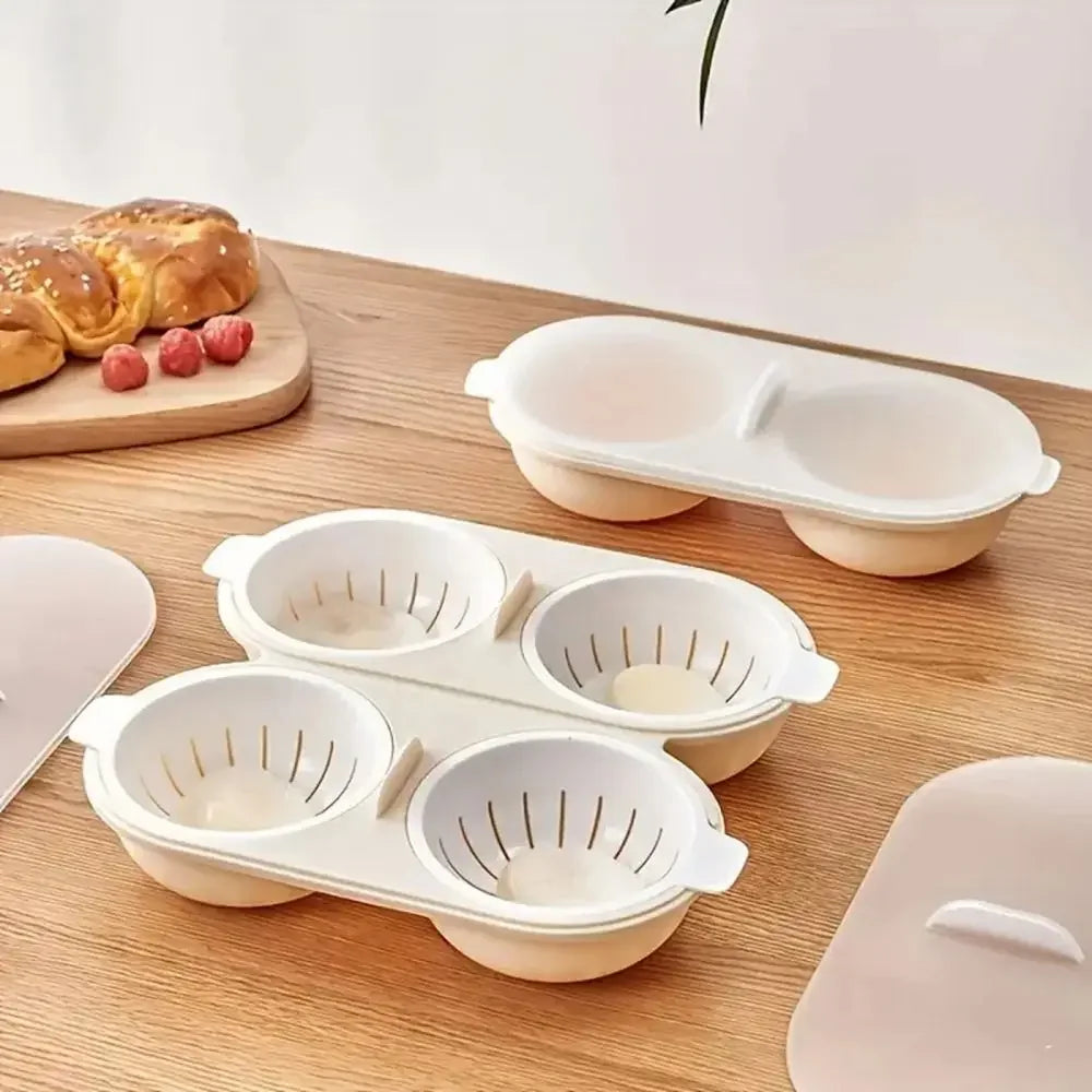 "Microwave Egg Poacher and Boiler, Double-Cup Egg Maker, Clear Water Lotus Egg Mold, Kitchen Gadget for Perfectly Cooked Eggs, Hot Spring Egg Maker, Convenient Cooking Tool"